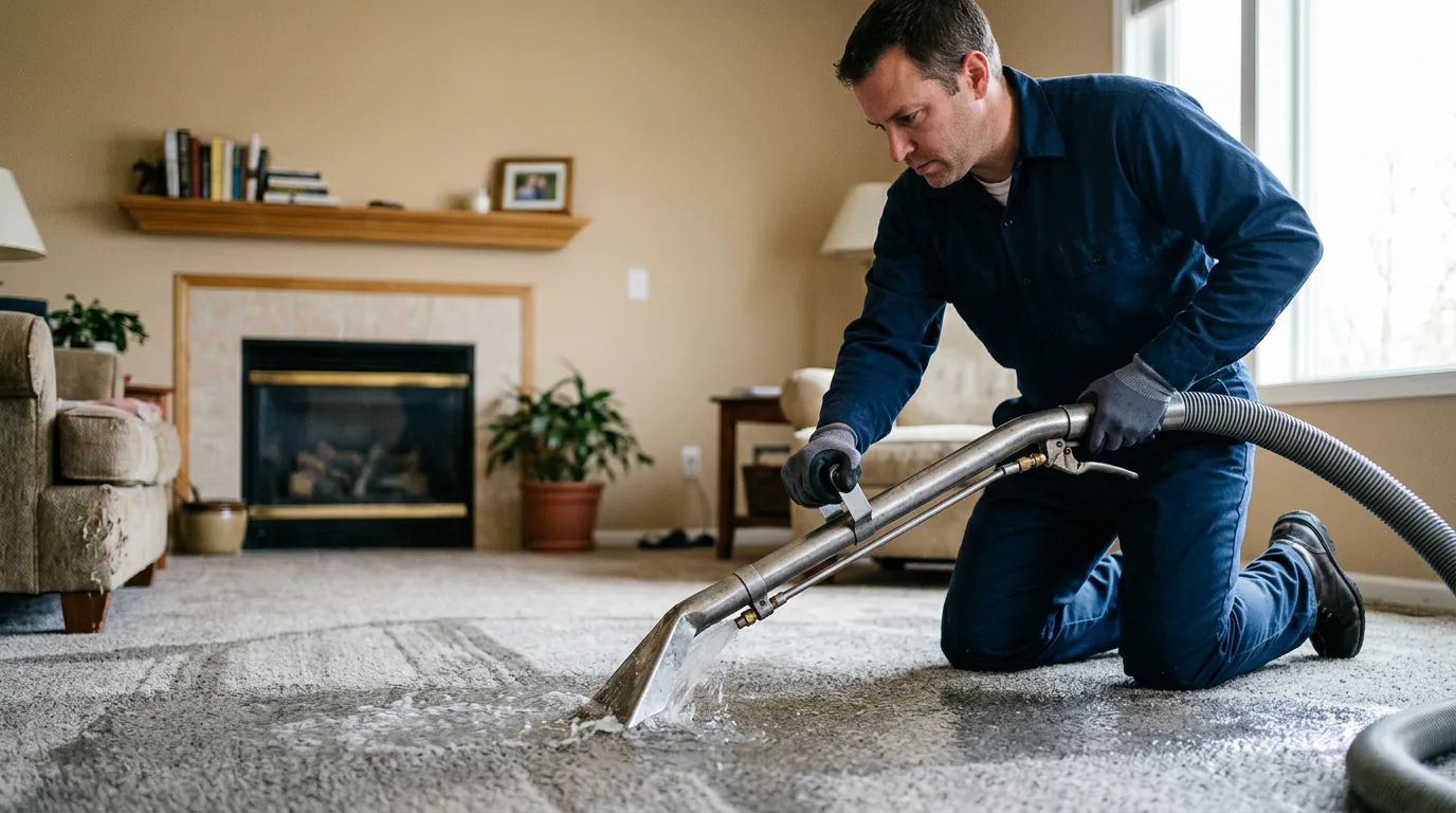 Water damage restoration technician working near Linden, NJ